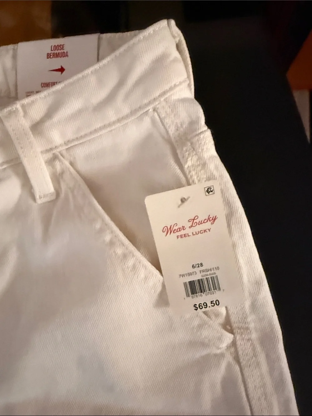Lucky Brand Off-White Denim Bermuda Shorts